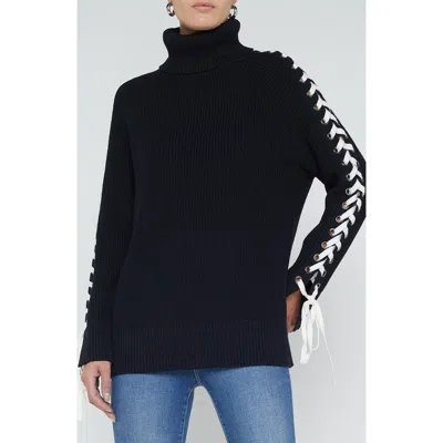 L'agence Nola Lace Up Turtleneck Sweater In Multi