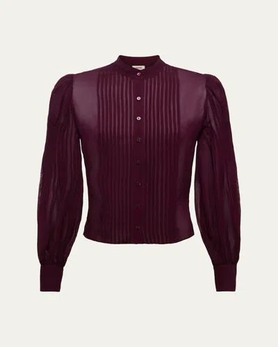 L'agence Noor Pleated Blouse In Brown
