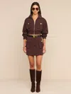 L'agence Norene Nylon Mini Skirt In Dark Java