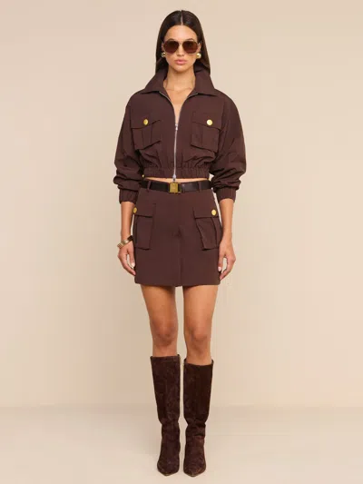 L'agence Norene Nylon Mini Skirt In Dark Java