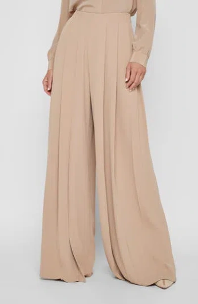 L'agence Nova Pleated Wide Leg Pants In Brown