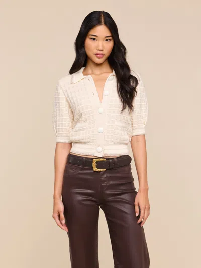 L'agence Novalie Cardigan Top In Ivory/gold Lurex