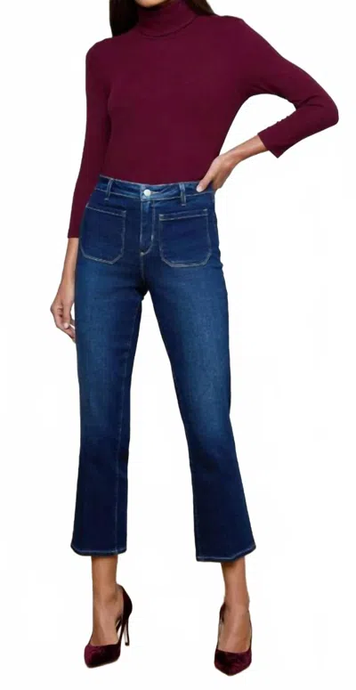 L'agence Noya Cropped Slim Flare Jeans In Sterling In Blue
