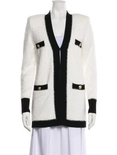 Pre-owned L'agence Nylon Colorblock Pattern Blazer In White