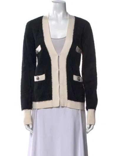 Pre-owned L'agence Nylon Colorblock Pattern Sweater In Black