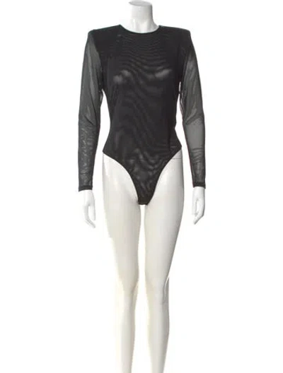 Pre-owned L'agence Nylon Crew Neck Bodysuit W/ Tags In Black