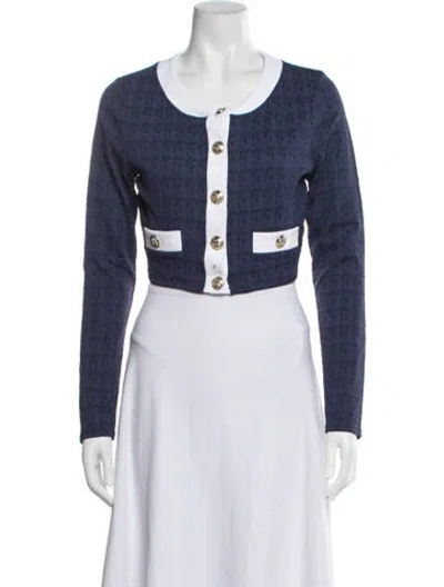 Pre-owned L'agence Nylon Houndstooth Print Jacket W/ Tags In Blue