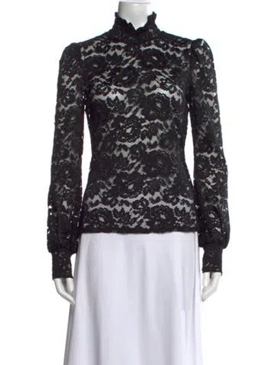Pre-owned L'agence Nylon Lace Pattern Blouse In Black