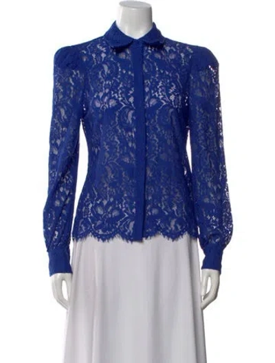 Pre-owned L'agence Nylon Lace Pattern Blouse In Blue