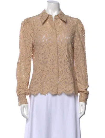 Pre-owned L'agence Nylon Lace Pattern Blouse In Neutral