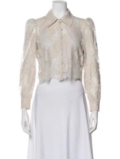 Pre-owned L'agence Nylon Lace Pattern Blouse W/ Tags In Neutral