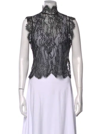 Pre-owned L'agence Nylon Lace Pattern Top In Black