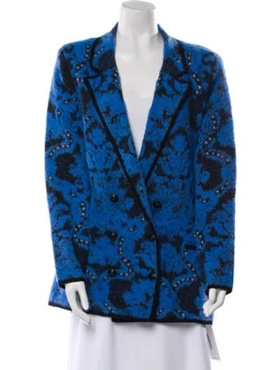 Pre-owned L'agence Nylon Printed Blazer In Blue