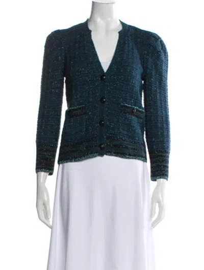 Pre-owned L'agence Nylon Printed Blazer In Blue