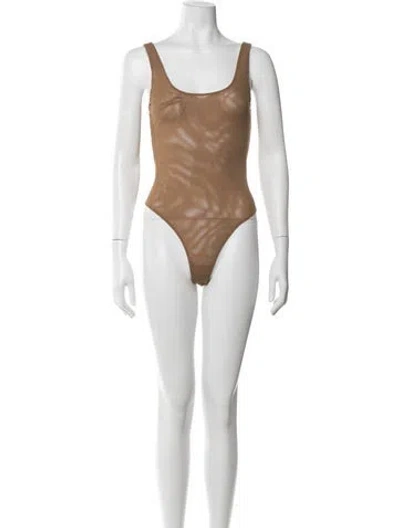 Pre-owned L'agence Nylon Scoop Neck Bodysuit W/ Tags In Neutrals