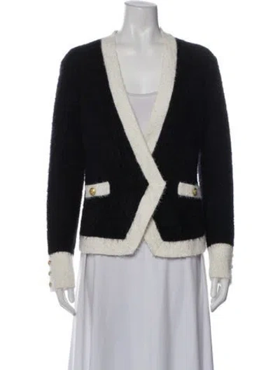 Pre-owned L'agence Nylon Striped Blazer In Black