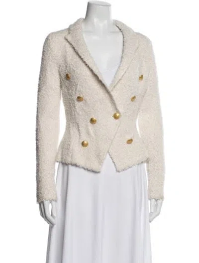 Pre-owned L'agence Nylon Tweed Pattern Blazer In Neutral
