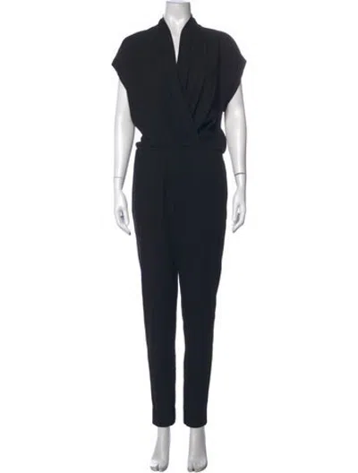 Pre-owned L'agence Nylon V-neck Jumpsuit In Black