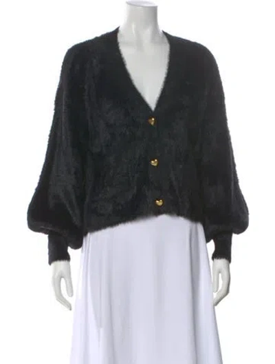 Pre-owned L'agence Nylon V-neck Sweater In Black