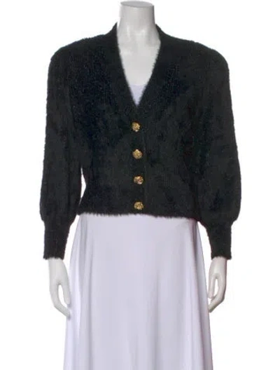 Pre-owned L'agence Nylon V-neck Sweater In Black