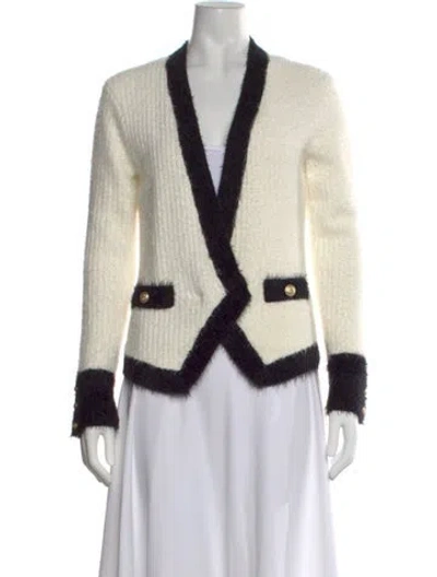 Pre-owned L'agence Nylon V-neck Sweater In Neutral