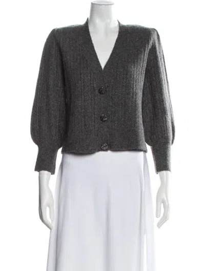 Pre-owned L'agence Nylon V-neck Sweater W/ Tags In Gray