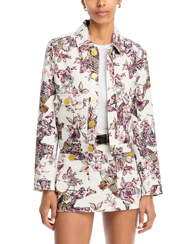 L'agence Nyx Cropped Floral-print Jacket In White