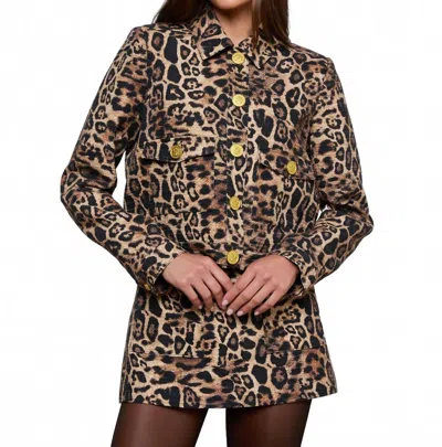 L'agence Nyx Cropped Jacket In Brown Multi Patch Leopard