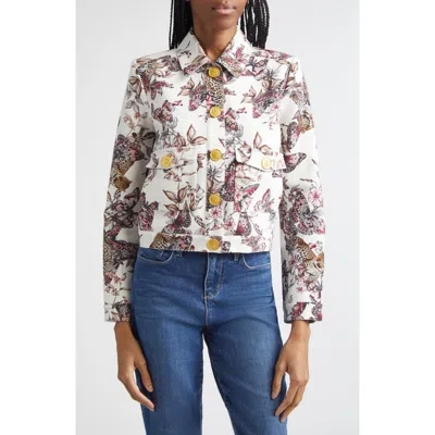 L'agence Nyx Butterfly-print Cropped Jacket In Multi