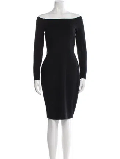 Pre-owned L'agence Off-the-shoulder Knee-length Dress In Black