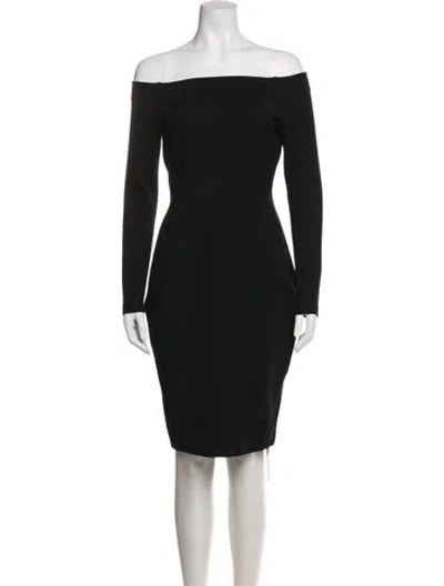Pre-owned L'agence Off-the-shoulder Knee-length Dress In Black
