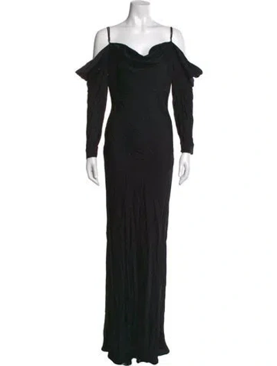 Pre-owned L'agence Off-the-shoulder Long Dress In Black