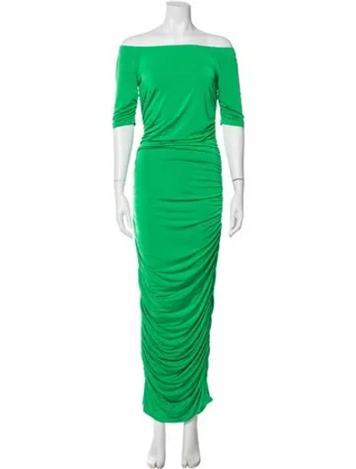 Pre-owned L'agence Off-the-shoulder Long Dress In Green
