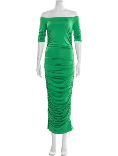 Pre-owned L'agence Off-the-shoulder Long Dress In Green