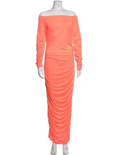 Pre-owned L'agence Off-the-shoulder Long Dress In Orange