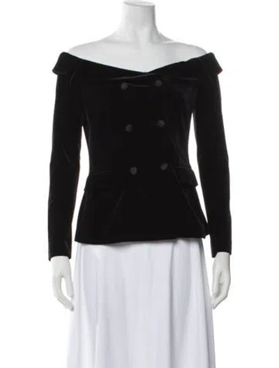 Pre-owned L'agence Off-the-shoulder Long Sleeve Blouse In Black