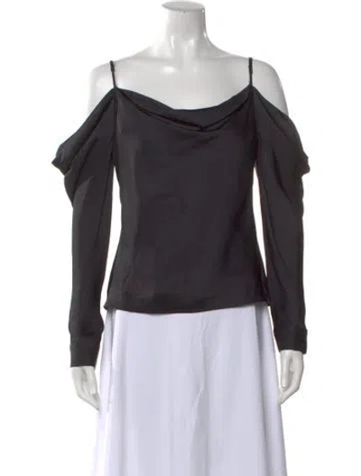 Pre-owned L'agence Off-the-shoulder Long Sleeve Blouse In Black