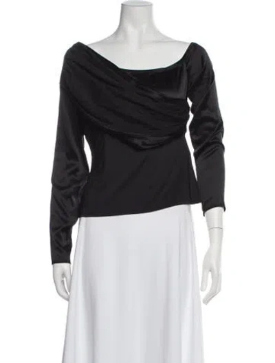 Pre-owned L'agence Off-the-shoulder Long Sleeve Blouse In Black