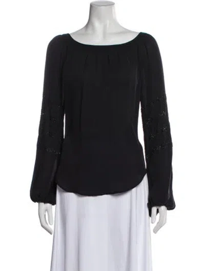 Pre-owned L'agence Off-the-shoulder Long Sleeve Blouse In Blue