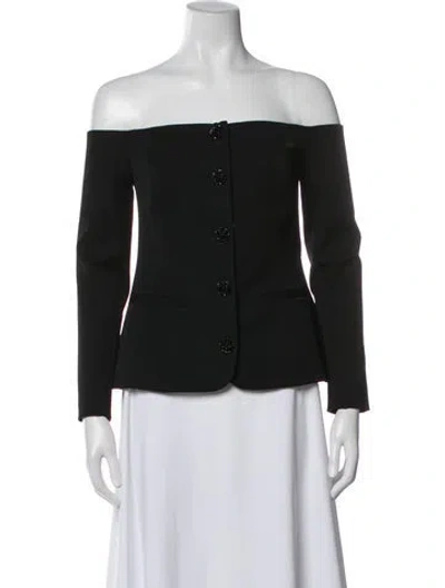 Pre-owned L'agence Off-the-shoulder Long Sleeve Button-up Top In Green