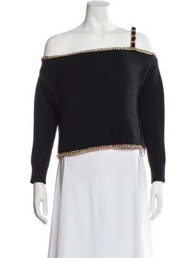 Pre-owned L'agence Off-the-shoulder Long Sleeve Crop Top W/ Tags In Black