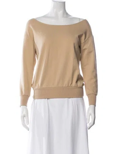 Pre-owned L'agence Off-the-shoulder Long Sleeve Sweatshirt In Neutral