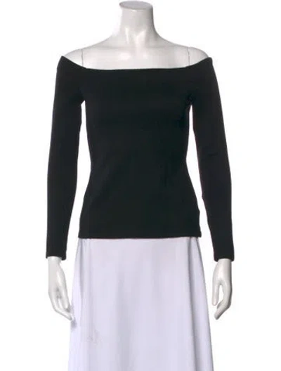 Pre-owned L'agence Off-the-shoulder Long Sleeve Top In Black