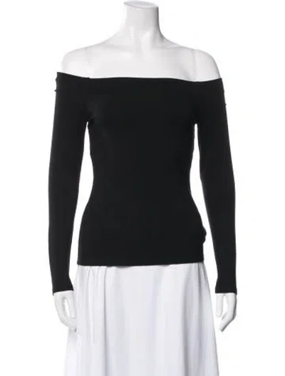 Pre-owned L'agence Off-the-shoulder Long Sleeve Top In Black