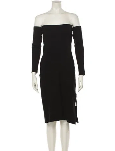 Pre-owned L'agence Off-the-shoulder Midi Length Dress In Black
