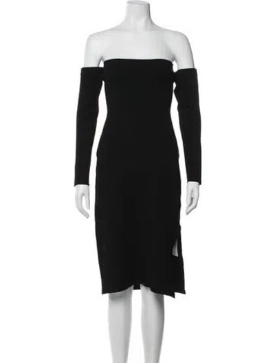 Pre-owned L'agence Off-the-shoulder Midi Length Dress In Black