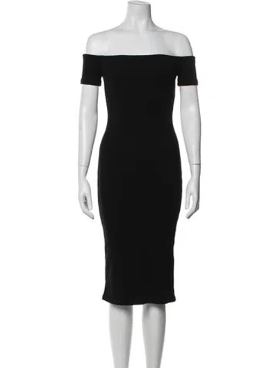 Pre-owned L'agence Off-the-shoulder Midi Length Dress In Black