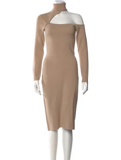 Pre-owned L'agence Off-the-shoulder Midi Length Dress In Neutral