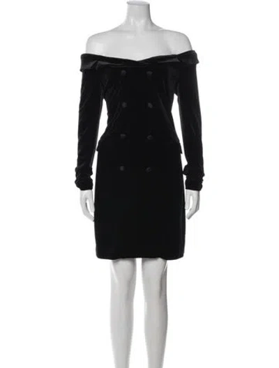 Pre-owned L'agence Off-the-shoulder Mini Dress In Black