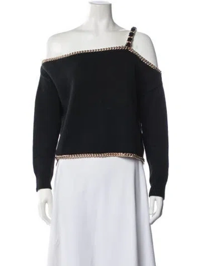 Pre-owned L'agence Off-the-shoulder Sweater In Black